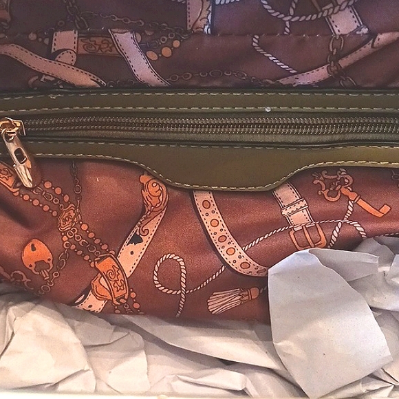 NWT La Terre Fashion Peta Approved Vegan Gold Hardware Olive Handbag - Picture 9 of 13